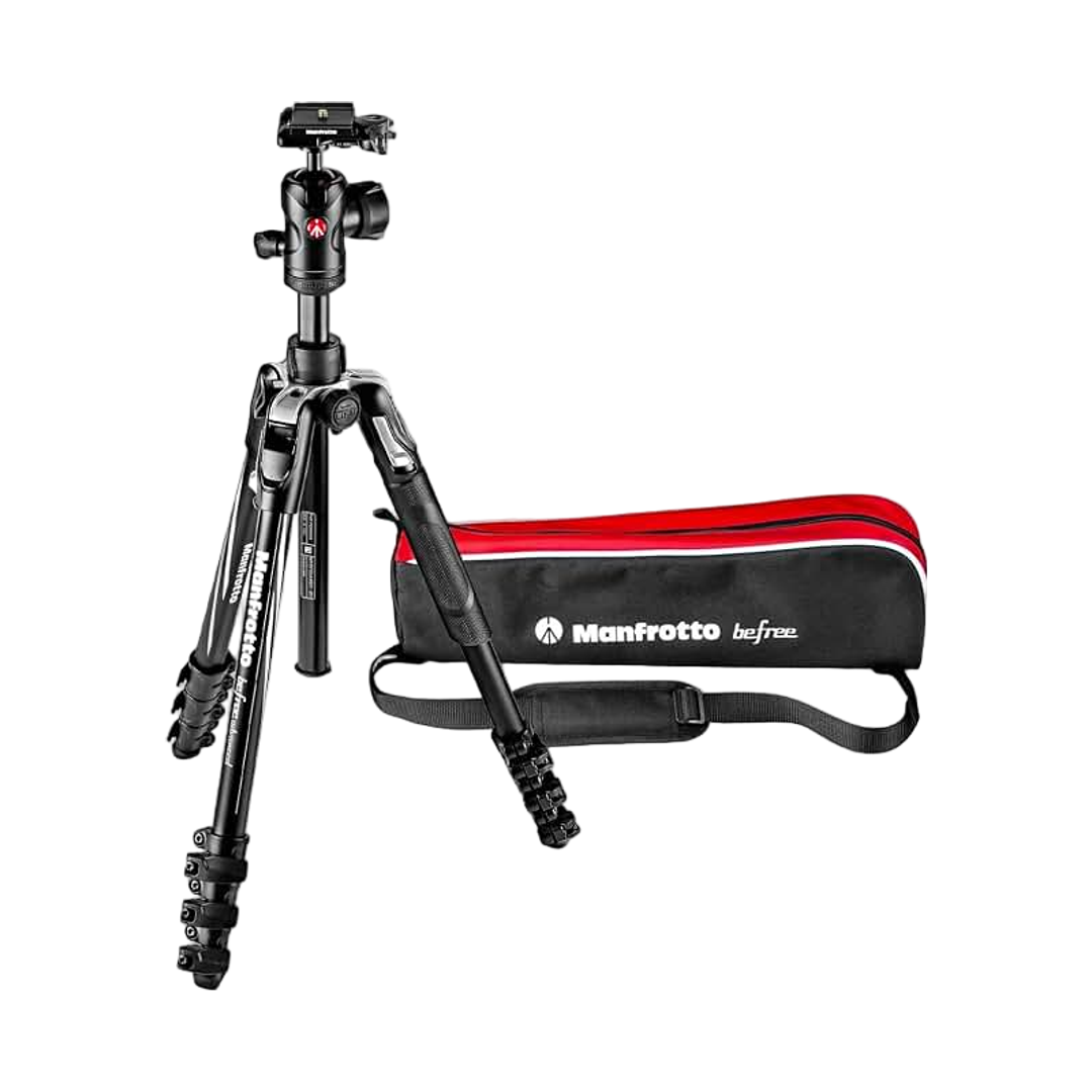 Manfrotto Befree Advanced Camera Tripod with Lever Closure, Portable and Compact Travel Tripod Kit with Ball Head, Aluminum Tripod for DSLR Reflex and Mirrorless Cameras, Camera Accessories