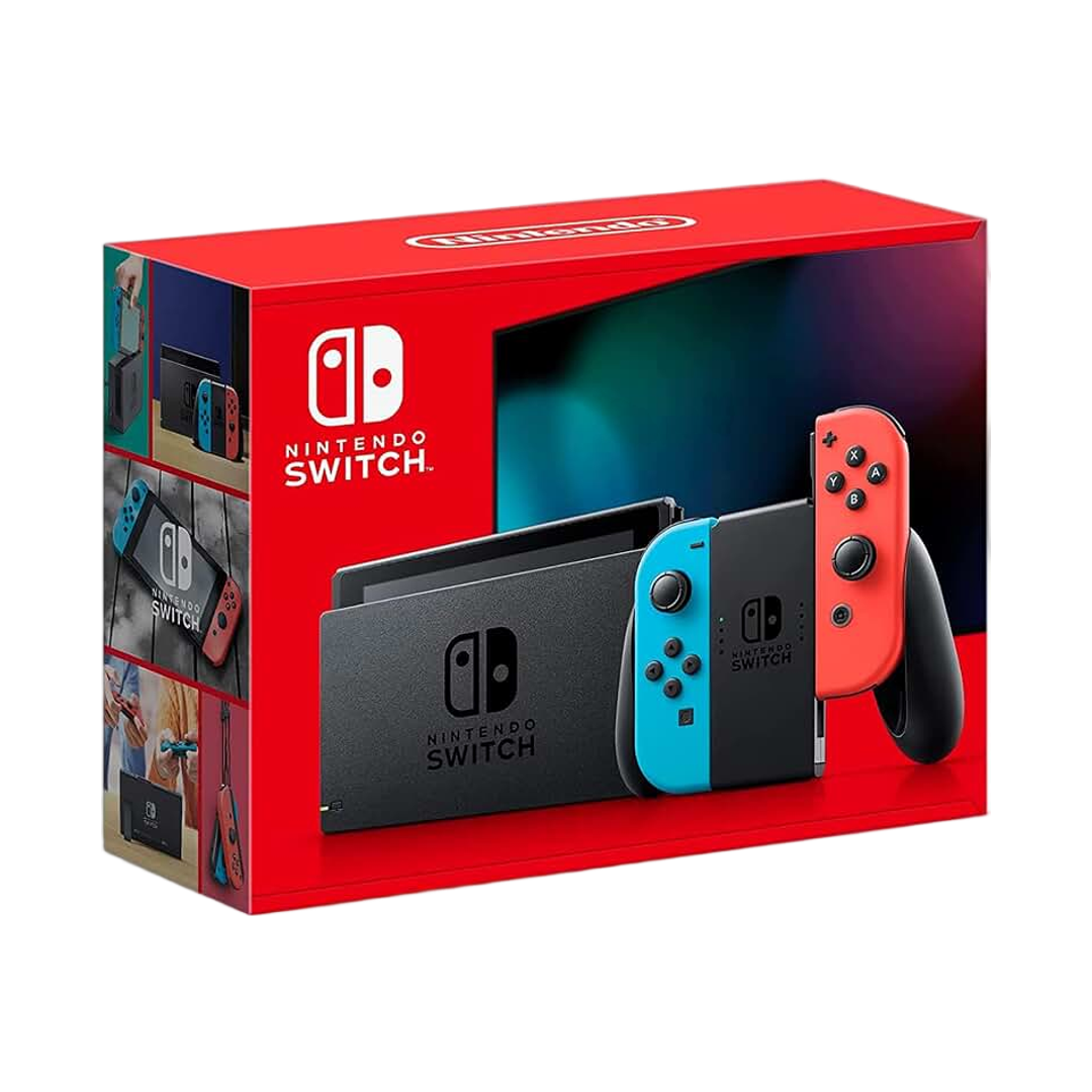 Nintendo Switch with Neon Blue and Neon Red Joy-Con